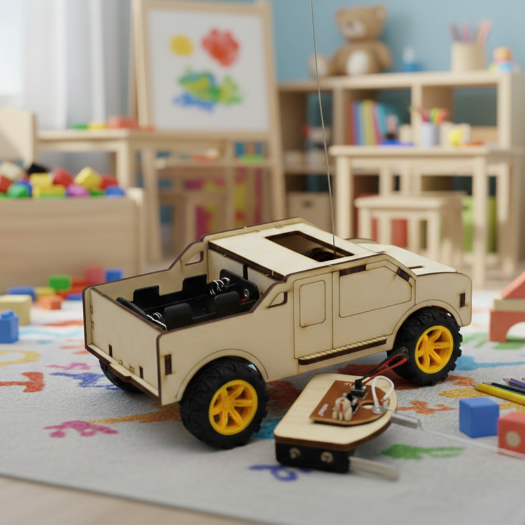 STEM Holz-Offroad-Truck mit Motor & Fernsteuerung