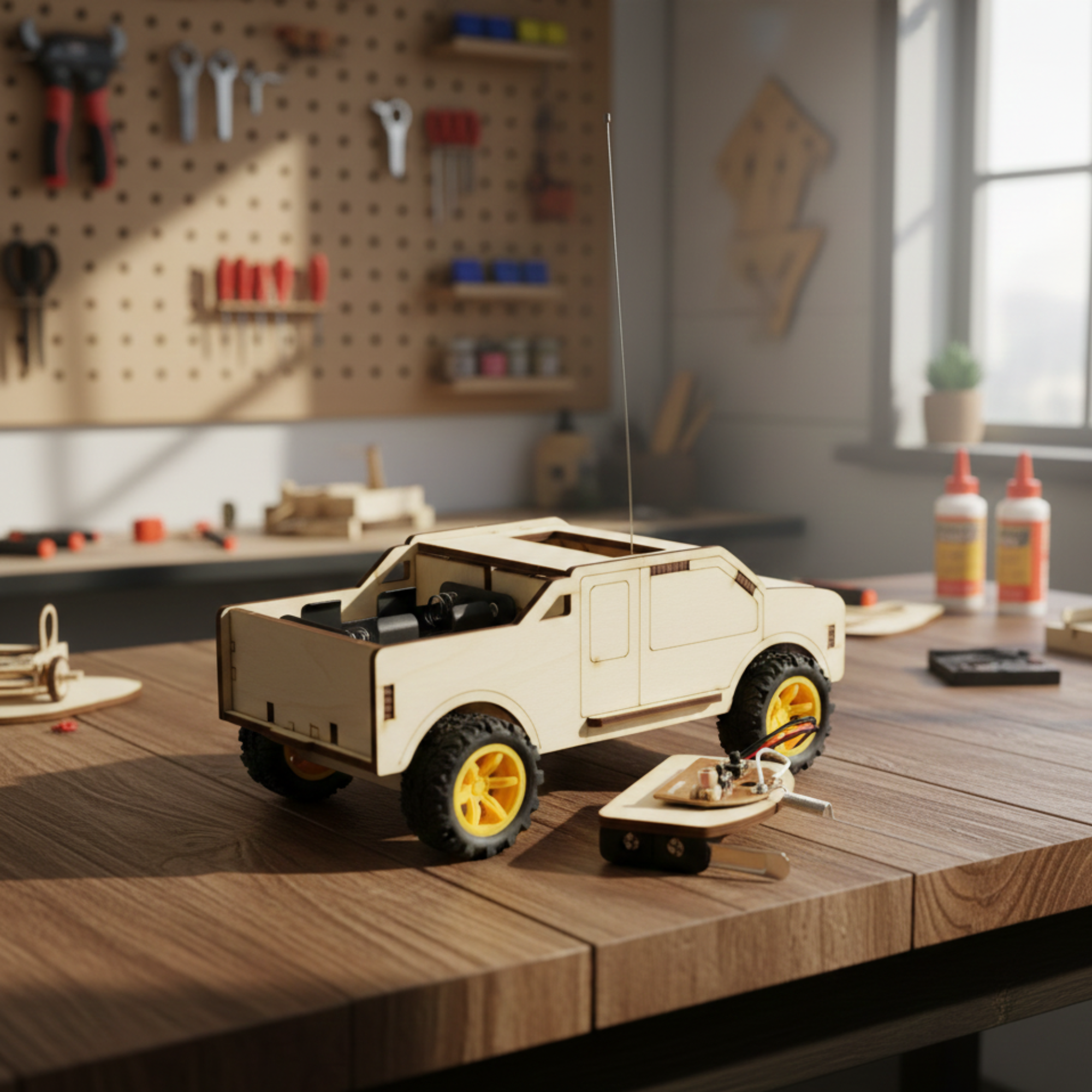 STEM Holz-Offroad-Truck mit Motor & Fernsteuerung