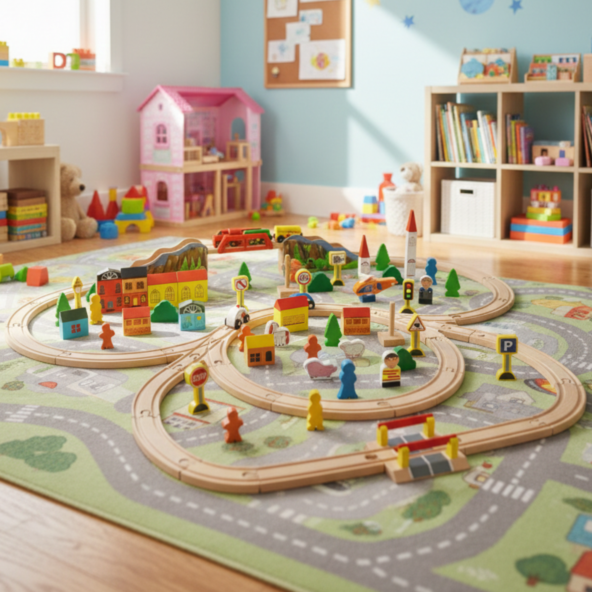 Holzeisenbahn Abenteuer – 100-teiliges Holzbau-Set