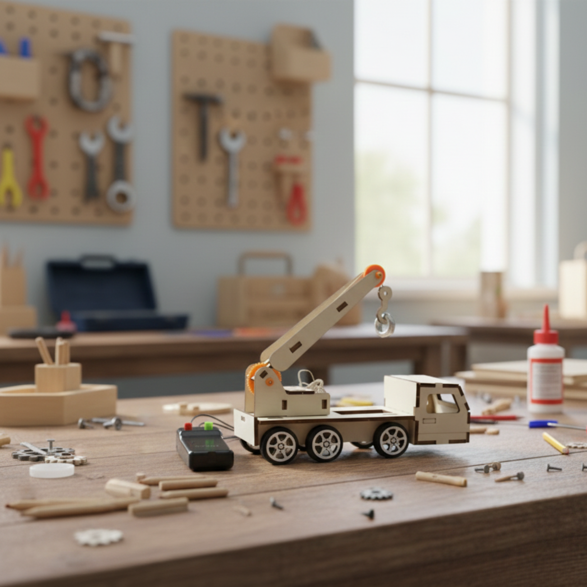 STEM Holzkran-LKW mit Motor & Fernsteuerung