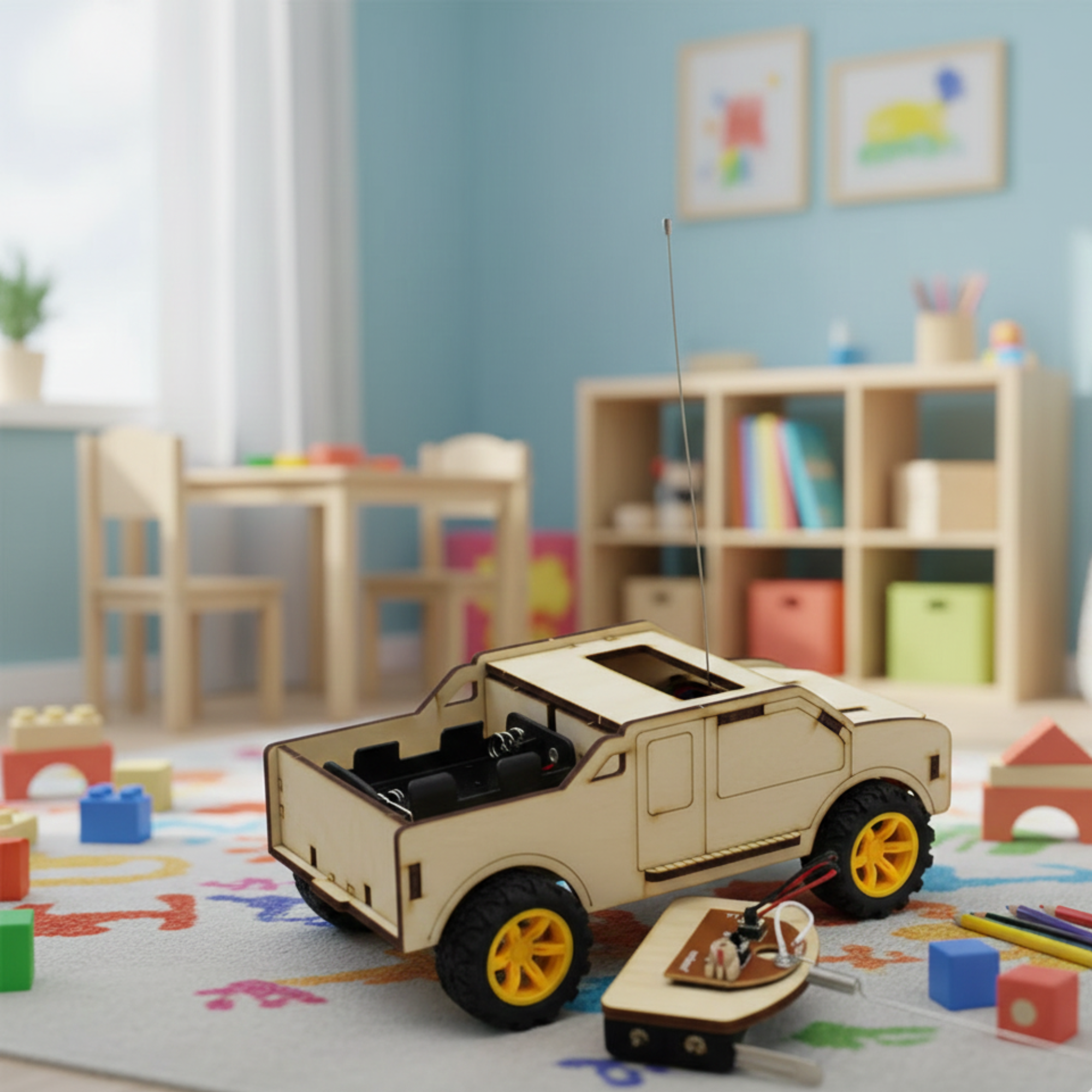 STEM Holz-Offroad-Truck mit Motor & Fernsteuerung