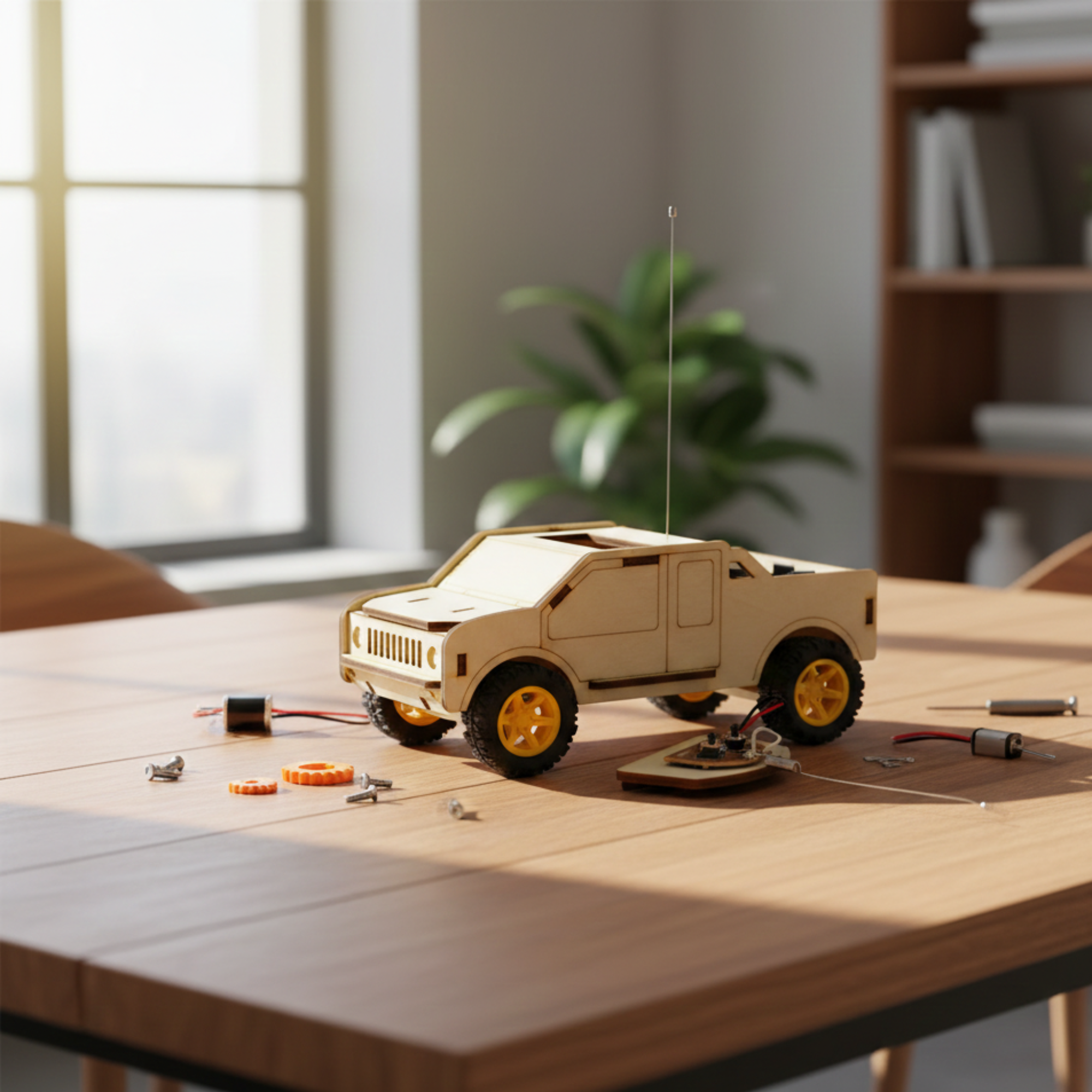 STEM Holz-Offroad-Truck mit Motor & Fernsteuerung