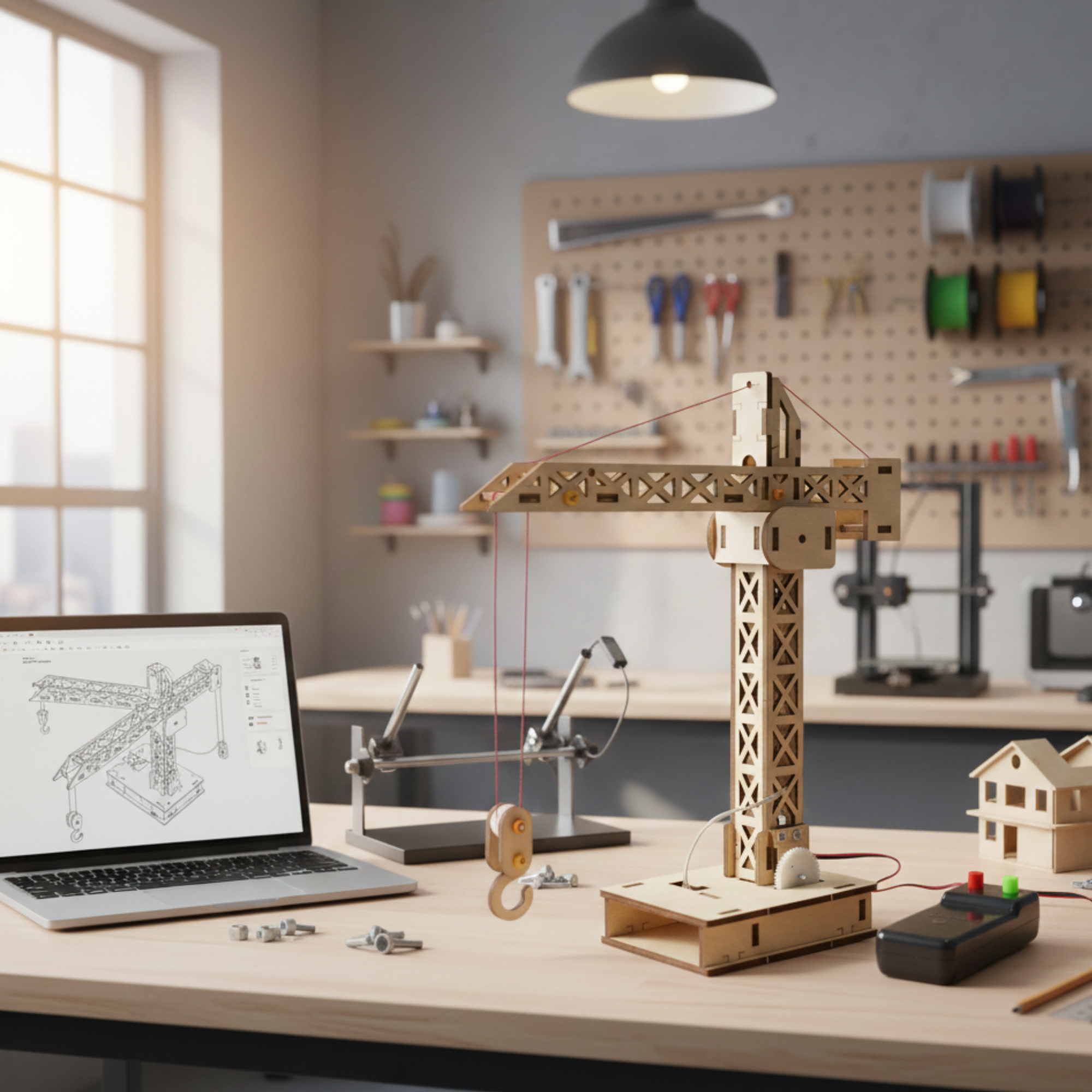 STEM Holzbaukran mit Motor & Fernsteuerung